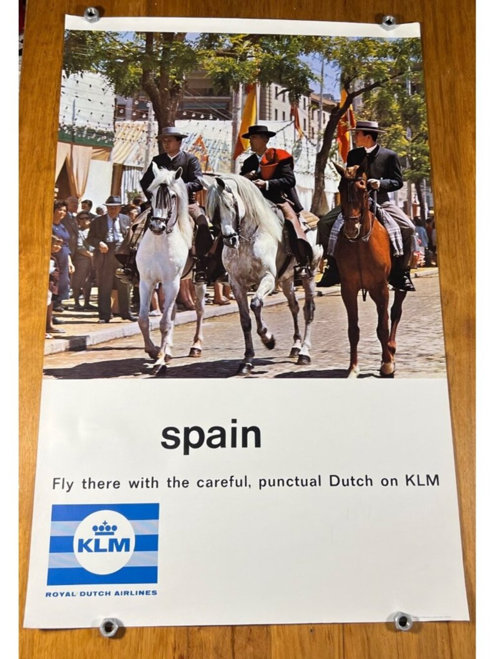 VTG 1960’s Poster Spain By KLM Advertising Flights Royal Dutch Airlines